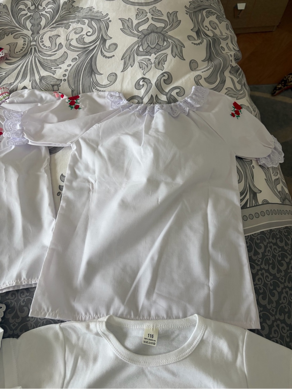 White Girls' Embroidered Off-Shoulder Top